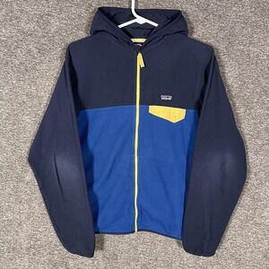Patagonia Kids Micro D Fleece Snap T Jacket Youth XXL 16-18 Colorblock Blue Navy